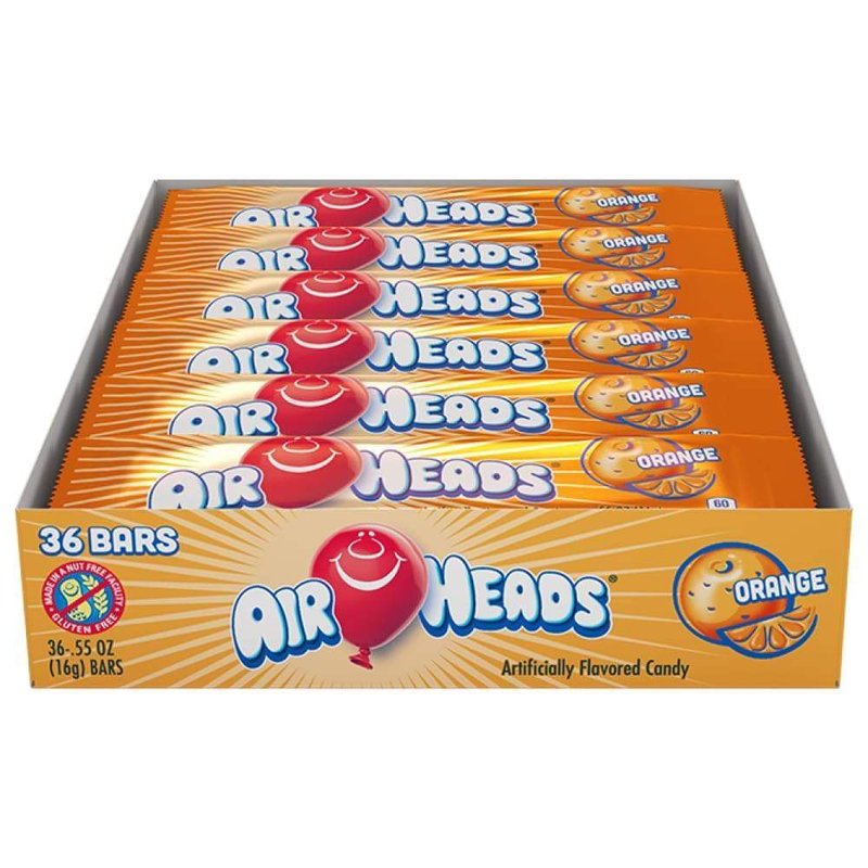 Airheads Orange Flavor Candy 36 Count wholesale candy/snack retail distribution