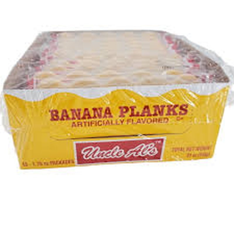 Uncle Al's Banana Stage Planks snack cookies in 12-count pack wholesale candy/snack retail distribution