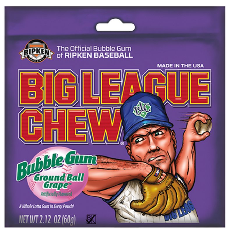 BIG LEAGUE CHEW Grape Bubble Gum 12 Count wholesale candy/snack retail distribution