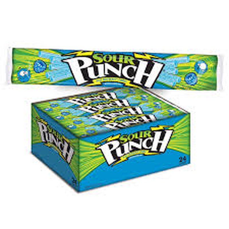 Sour Punch Straws Blue Raspberry 24 Count wholesale candy/snack retail distribution