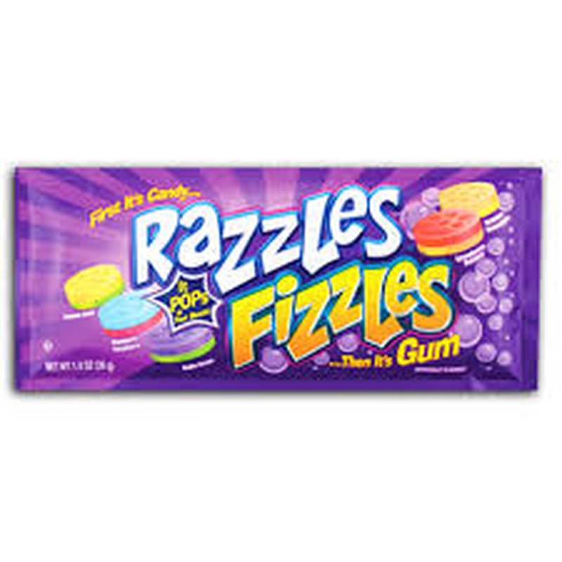 Razzles Fizzles candy 1.4 Oz 24 Ct wholesale candy/snack retail distribution