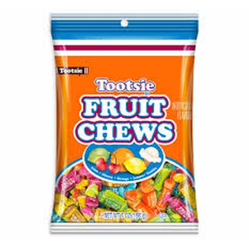 Tootsie Fruit Chews Peg Bag 6.5oz wholesale candy/snack retail distribution