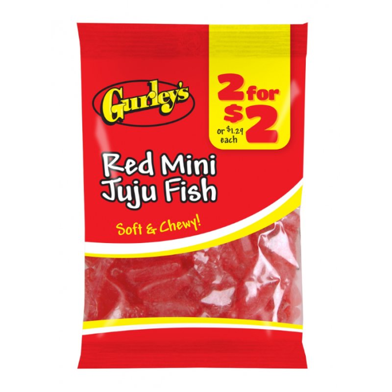 Gurleys Red Mini Juju Fish 12 Count wholesale candy/snack retail distribution