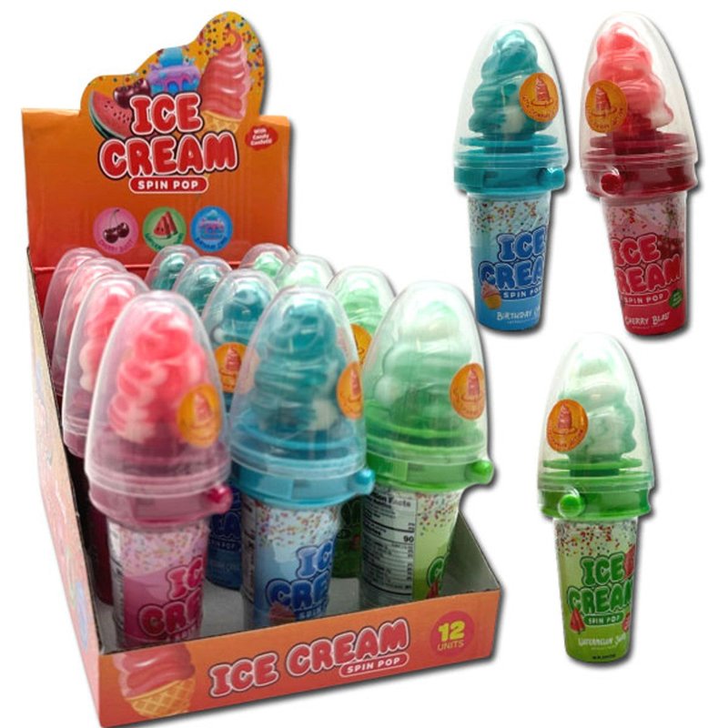 Southland Distribution Ice Cream Spin Pop 12-Pack spinning lollipop with candy sprinkles wholesale candy/snack retail distribution
