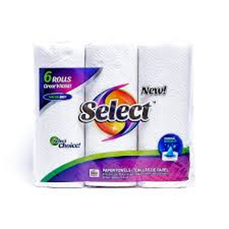 Select Paper Towel 6-Pack 6 rolls 60 sheets wholesale household retail distribution