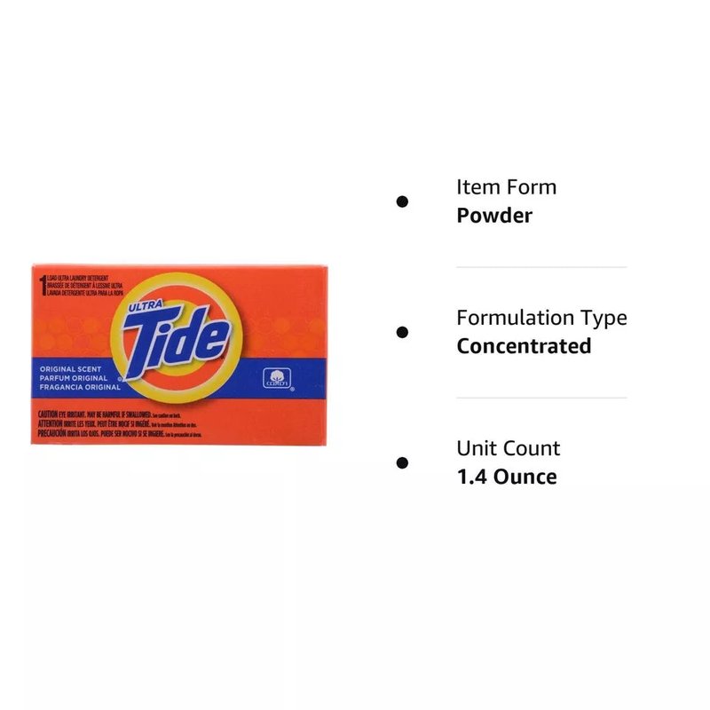 Tide Ultra OXI Liquid Laundry Detergent 1 Load wholesale household retail distribution