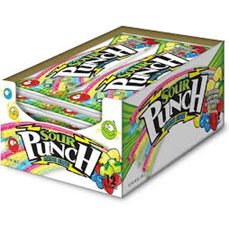 Sour Punch Straws Rainbow 12 Count Box wholesale candy/snack retail distribution