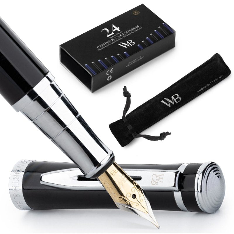 Wordsworth & Black Fountain Pen Set Medium Nib with 24 Ink Cartridges wholesale health&beauty retail distribution