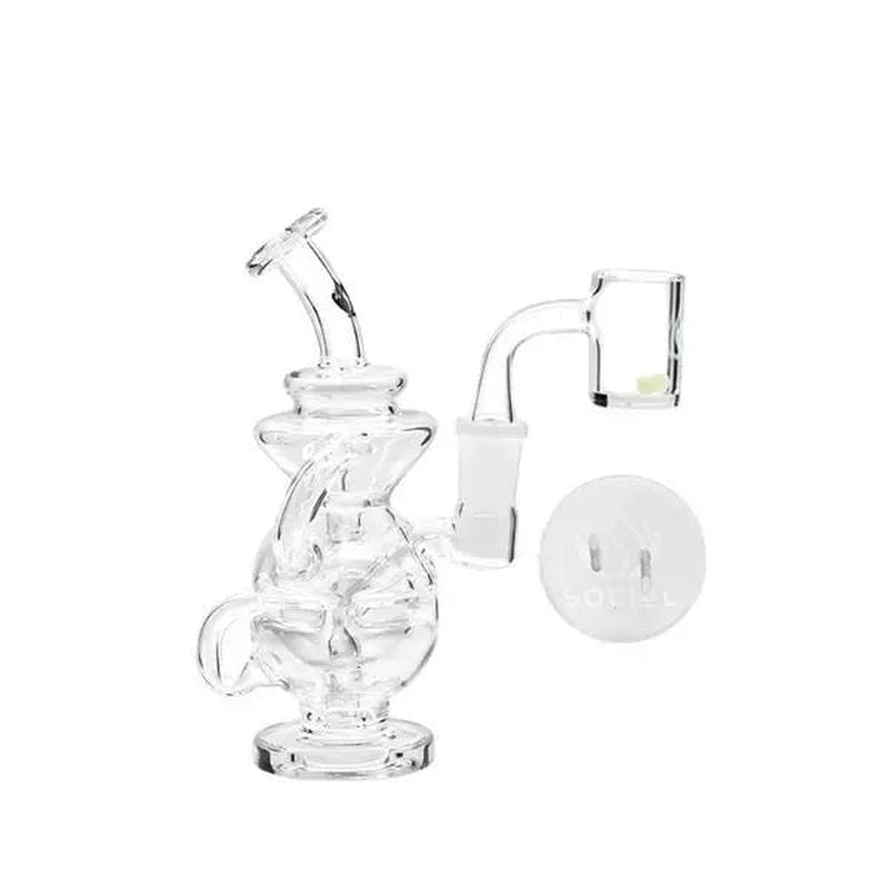 Social Glass AEON Recycler Mini Rig Kit 6.5 inches tall with 14mm male banger and female joint wholesale alternatives > glass retail distribution