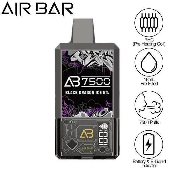 Air Bar AB7500 Disposable-Pack of 10-Black Dragon Ice-50mg