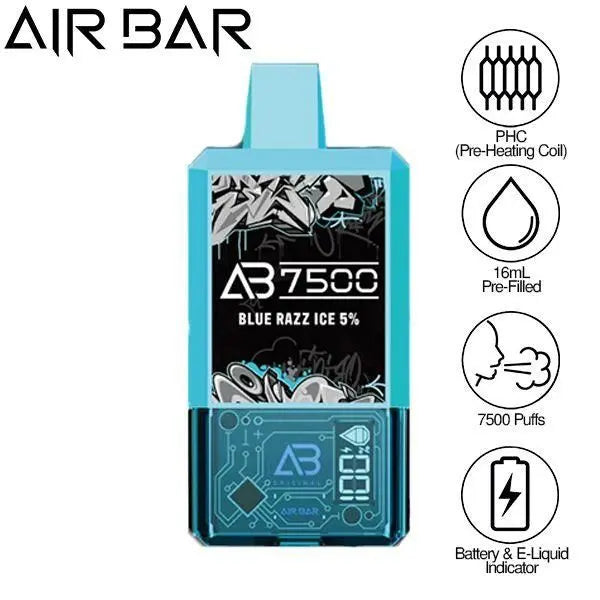 Air Bar AB7500 Disposable (Pack of 10)-Pack of 10-Blue Razz Ice-50mg
