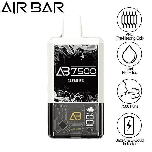 Air Bar AB7500 Disposable (Pack of 10)-Pack of 10-Clear-50mg