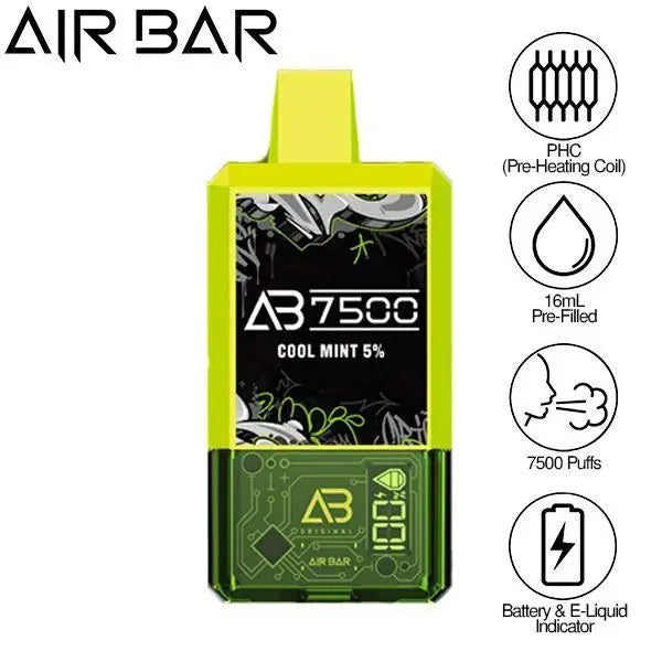 Air Bar AB7500 Disposable (Pack of 10)-Pack of 10-Cool Mint-50mg