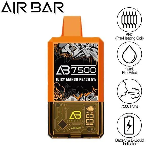 Air Bar AB7500 Disposable-Pack of 10-Juicy Mango Peach-50mg