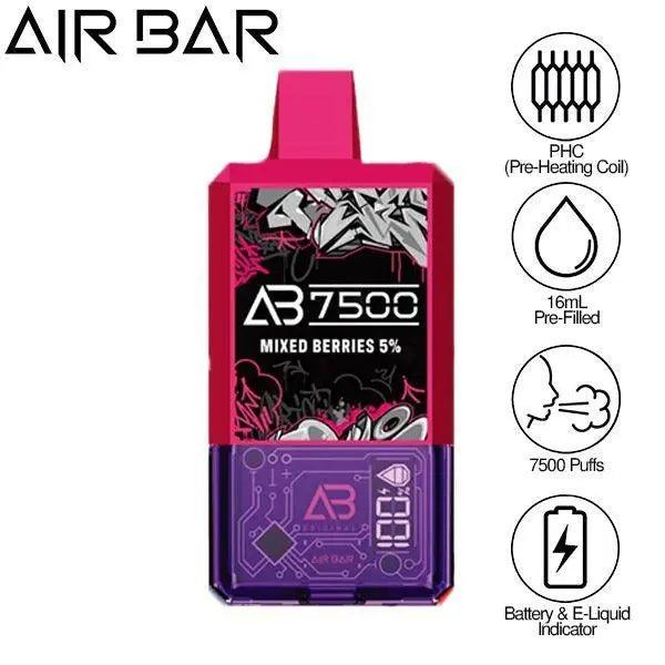 Air Bar AB7500 Disposable-Pack of 10-Mixed Berries-50mg