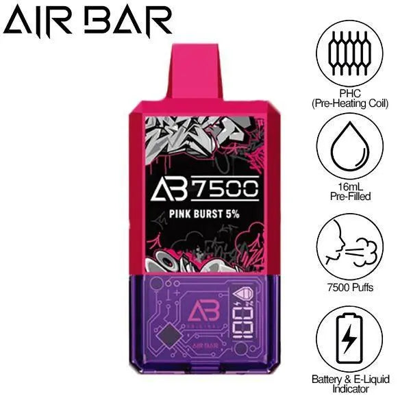 Air Bar AB7500 Disposable-Pack of 10-Pink Burst-50mg