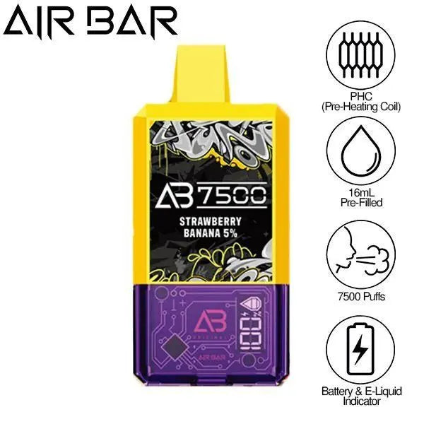 Air Bar AB7500 Disposable (Pack of 10)-Pack of 10-Strawberry Banana-50mg