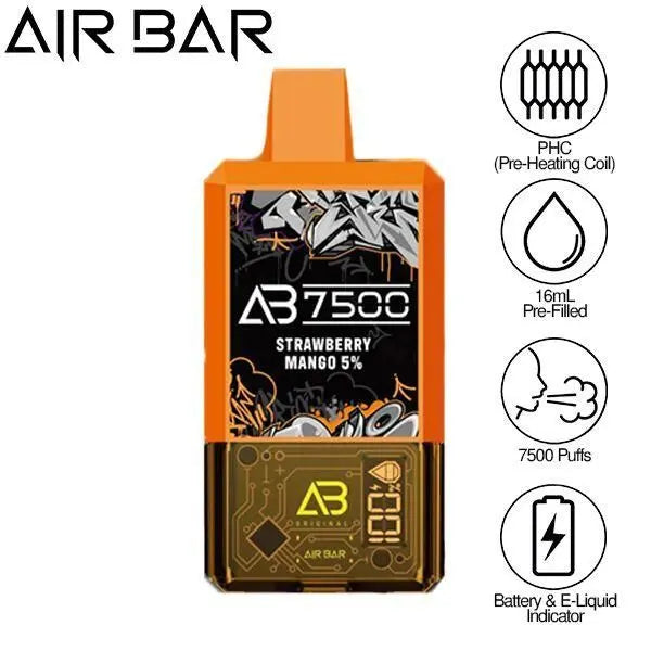 Air Bar AB7500 Disposable (Pack of 10)-Pack of 10-Strawberry Mango-50mg