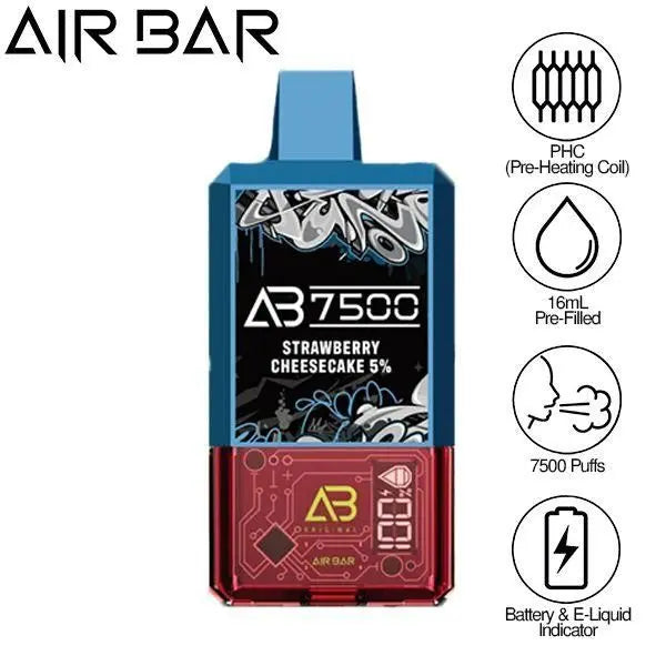 Air Bar AB7500 Disposable-Pack of 10-Strawberry Cheesecake-50mg