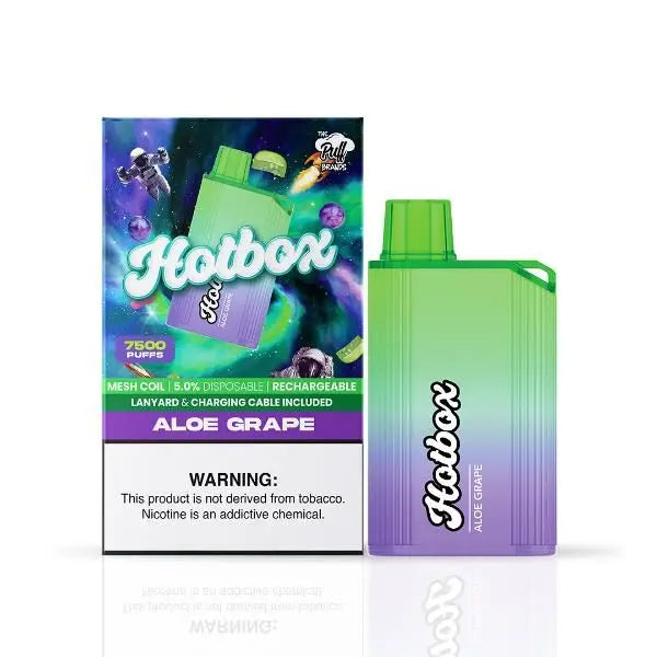 Aloe Grape Puff Hot Box 7500 Puffs Rechargeable Disposable Best Wholesale Price 