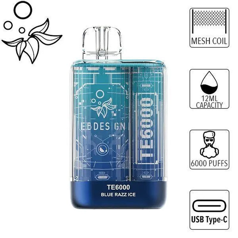 EB Design TE6000 6000 Puffs Disposable Blue Razz ice