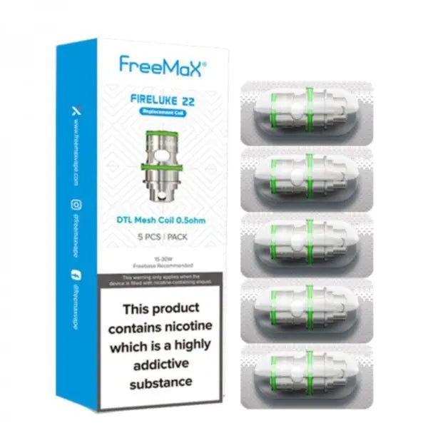 FreeMax Fireluke 22 Replacement Coils (5-Pack) - SS904L Mesh for Fireluke 22 Tank