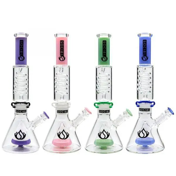 Social Glass FURION Freezable Cone Perc Beaker Waterpipe for wholesale and bulk pricing from Vape Wholesale USA