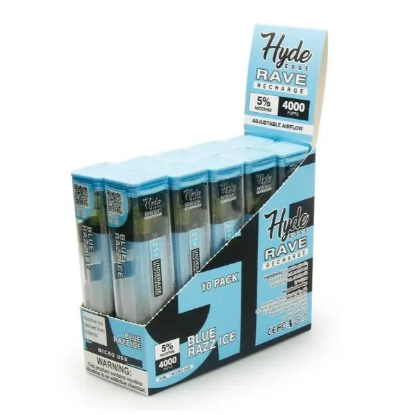 Blue Razz Ice Hyde Edge RAVE Disposable 10-Pack Cheap Deal!