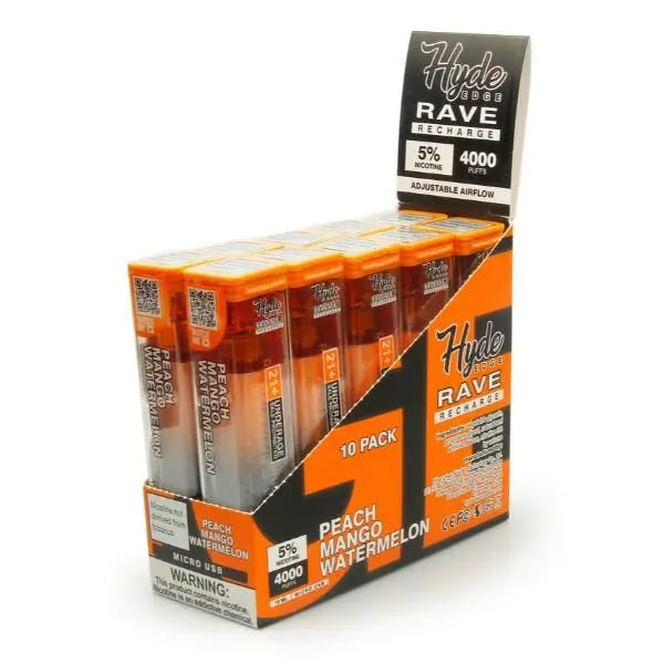 Peach Mango Watermelon Hyde Edge RAVE Disposable 10-Pack Bulk Deal!