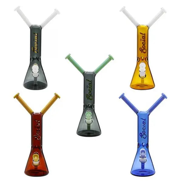 Social Glass JAKIRO Twin-Headed Dragon Beaker Waterpipe for wholesale and bulk pricing from Vape Wholesale USA