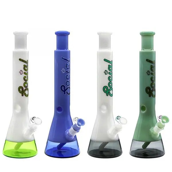 Social Glass MARSHMELLOW Slyme Dual-Colored Beaker Waterpipe for wholesale and bulk pricing from Vape Wholesale USA
