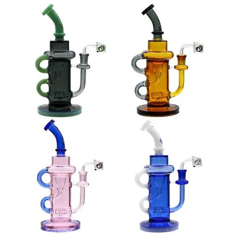 Social Glass NECRONOMICON Dual Poly Recycler Rig 10 inches 14mm wholesale alternatives > glass retail distribution - packaging view