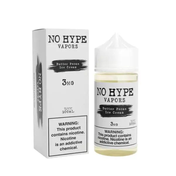 No Hype Vapors E-Liquid 100ML-1 Bottle-Butter Pecan Ice-Cream-6mg