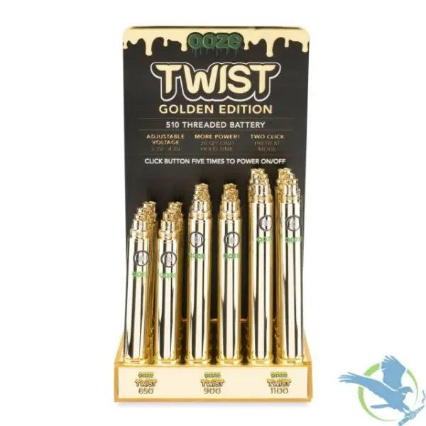 Ooze Twist Battery Display 24 pack Gold wholesale