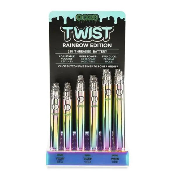 Ooze Twist Battery Display 24 pack Rainbow wholesale