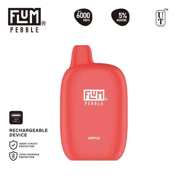 Flum Pebble 6000 Puffs Rechargeable Disposable Apple