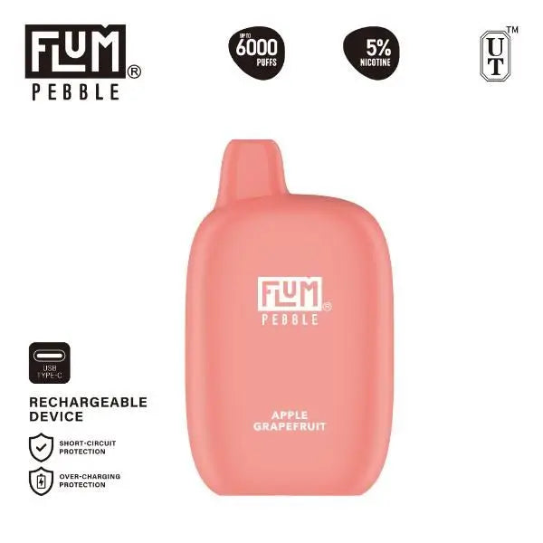 Flum Pebble 6000 Puffs Rechargeable Single Disposable Apple Grapefruit
