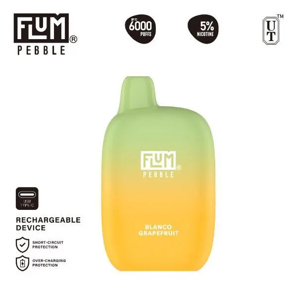 Flum Pebble 6000 Puffs Rechargeable Single Disposable Blanco Grapefruit
