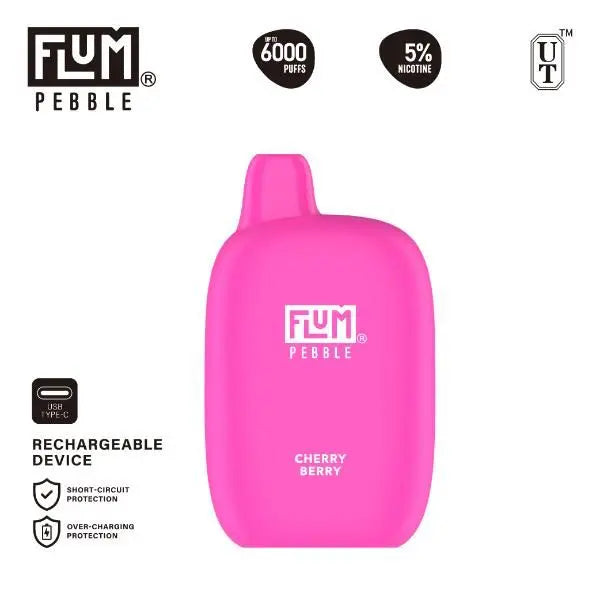 Flum Pebble 6000 Puffs Rechargeable Single Disposable Cherry Berry