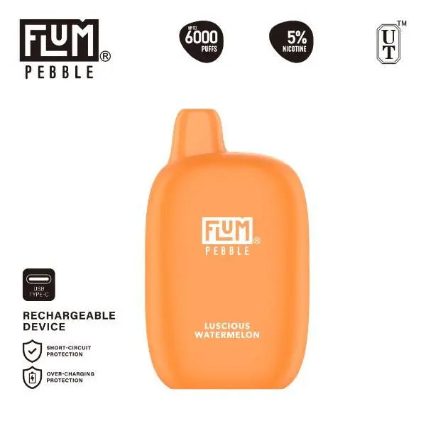 Flum Pebble 6000 Puffs Rechargeable Single Disposable Luscious Watermelon