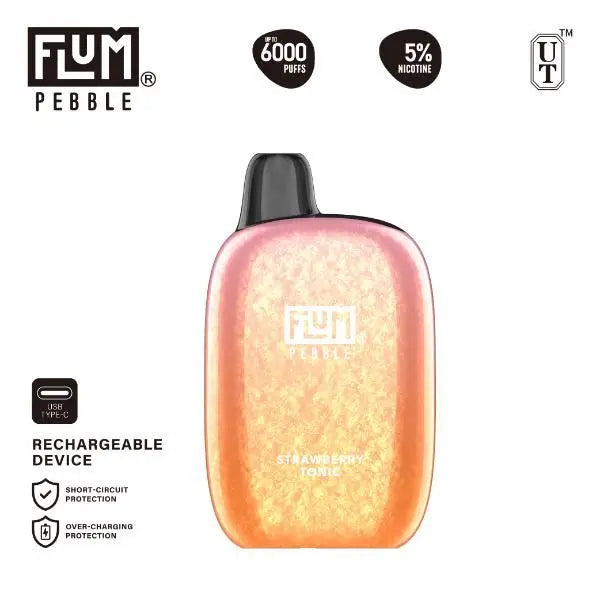 Flum Pebble 6000 Puffs Rechargeable Disposable Strawberry Tonic