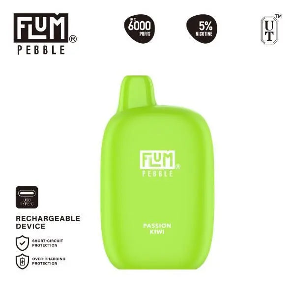 Flum Pebble 6000 Puffs Rechargeable Disposable Passion Kiwi