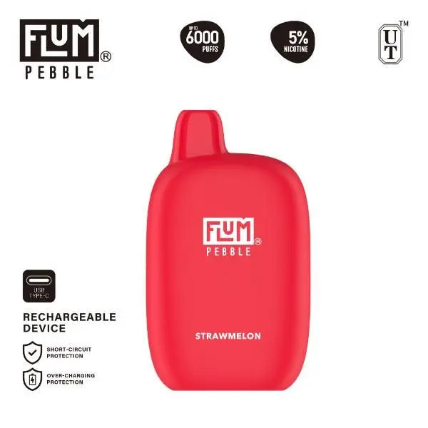 Flum Pebble 6000 Puffs Rechargeable Single Disposable Strawmelon