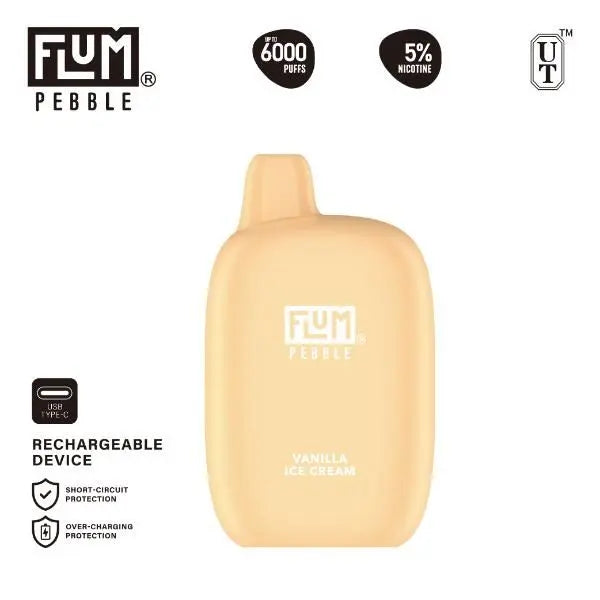 Flum Pebble 6000 Puffs Rechargeable Single Disposable Vanilla Ice Cream