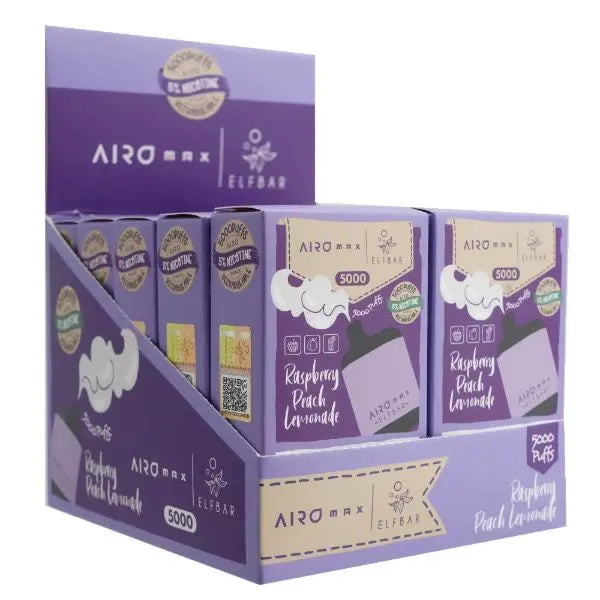 Raspberry Peach Lemonade Airo Max Elf Bar 5000 10 Pack Bulk