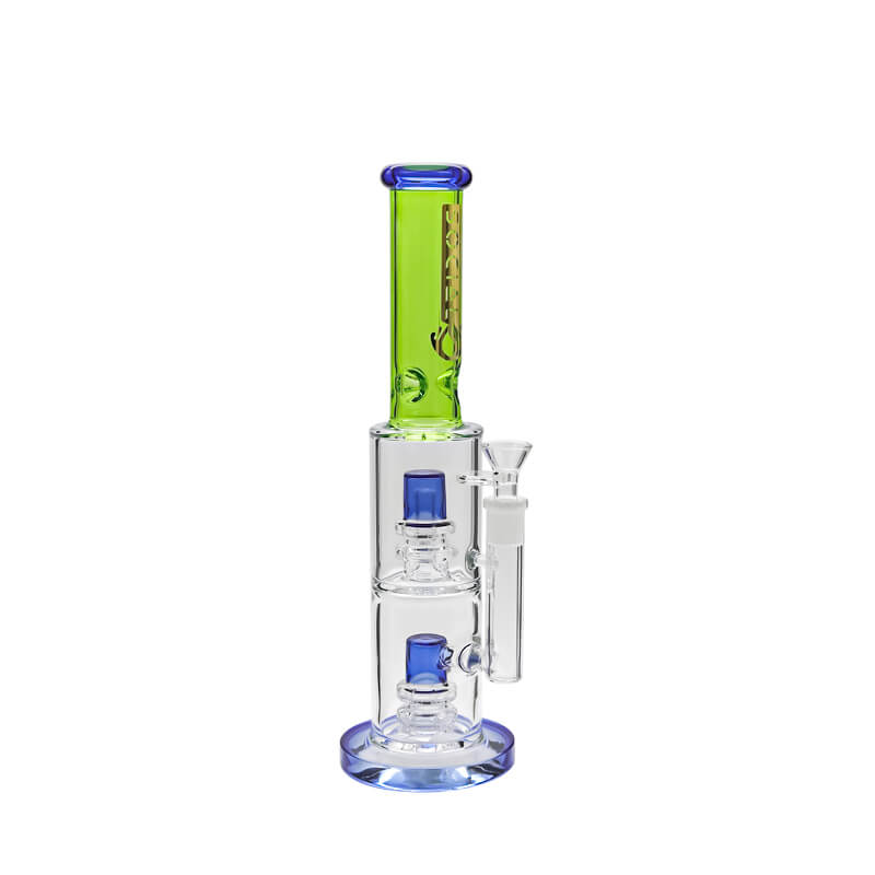 Social MERLIN 2 Bulb Perc Straight Tube Waterpipe (A-09/A-08/A-17) | 12 inch | Assorted Colors