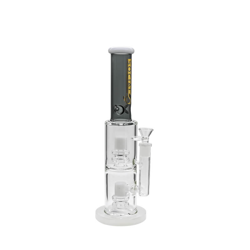 Social MERLIN 2 Bulb Perc Straight Tube Waterpipe (A-09/A-08/A-17) | 12 inch | Assorted Colors