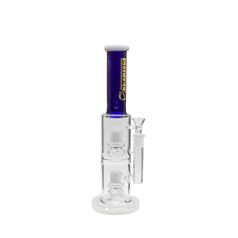 Social MERLIN 2 Bulb Perc Straight Tube Waterpipe (A-09/A-08/A-17) | 12 inch | Assorted Colors