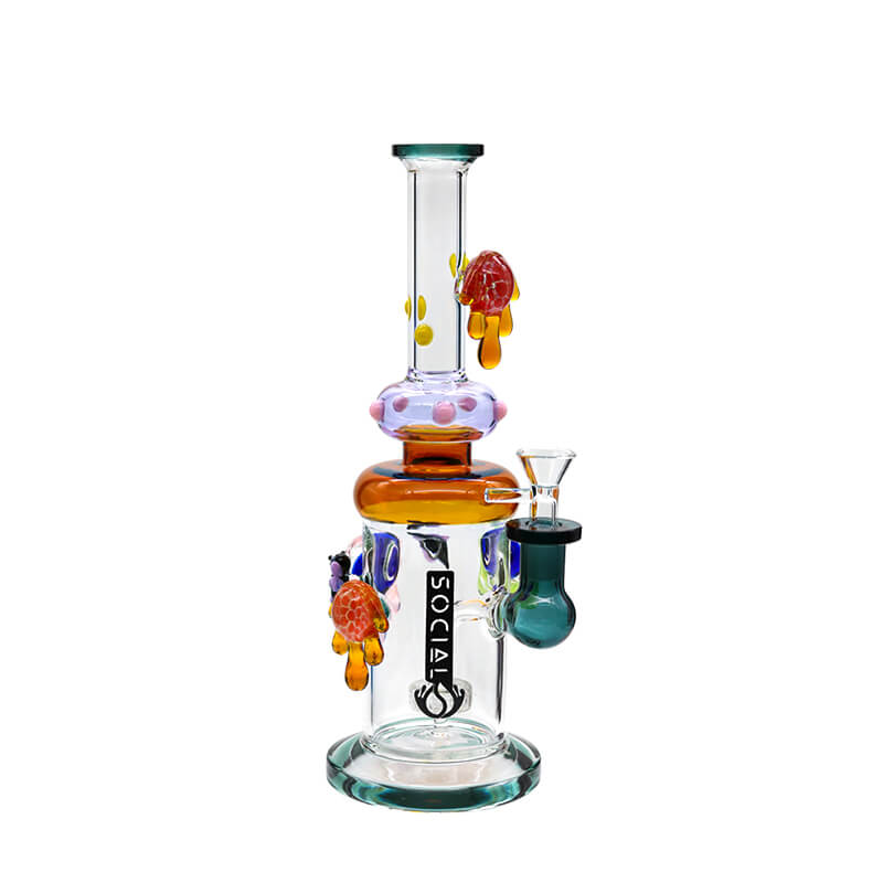 Social SPECTRE Glass on Glass Waterpipe (A698) | 11 inch | Assorted Colors