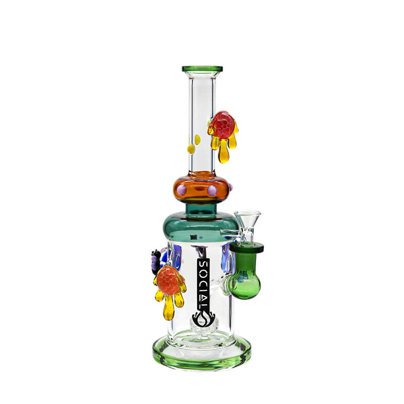 Social SPECTRE Glass on Glass Waterpipe (A698) | 11 inch | Assorted Colors